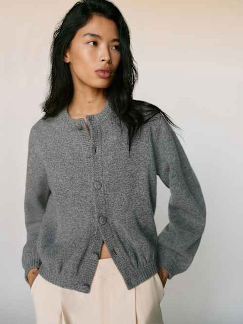 Reformation Cobel Wool Cardigan Gray